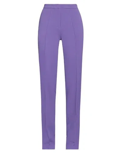Hinnominate Woman Pants Purple Size L Polyester, Elastane