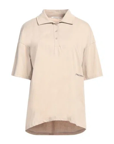 Hinnominate Woman Polo Shirt Beige Size M Cotton, Polyester