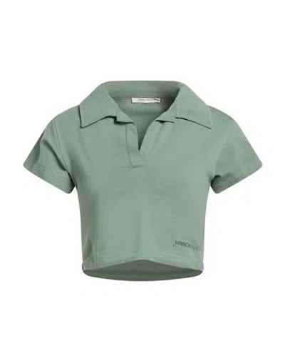 Hinnominate Woman Polo Shirt Military Green Size S Cotton, Elastane