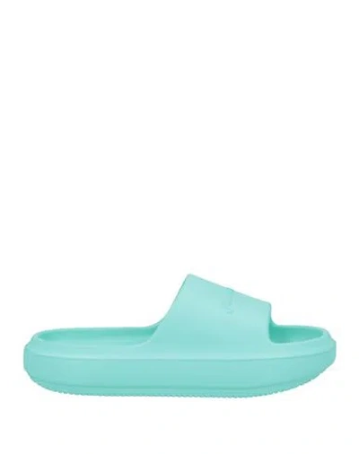 Hinnominate Woman Sandals Turquoise Size 7 Rubber In Blue
