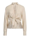 Hinnominate Woman Shirt Beige Size Xs Linen, Viscose