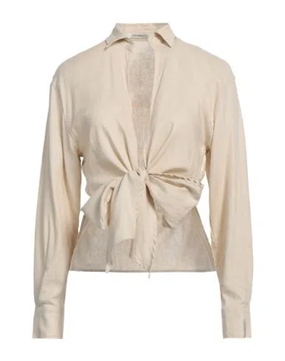 Hinnominate Woman Shirt Beige Size Xs Linen, Viscose