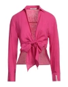 Hinnominate Woman Shirt Fuchsia Size M Linen, Viscose In Pink