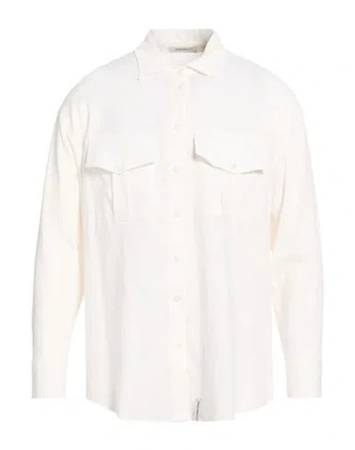 Hinnominate Woman Shirt Ivory Size S Linen, Viscose In White