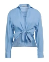 Hinnominate Woman Shirt Light Blue Size M Linen, Viscose In Blue