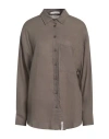 Hinnominate Woman Shirt Military Green Size M Linen, Viscose