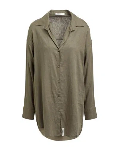 Hinnominate Woman Shirt Military Green Size S Linen, Viscose In Green