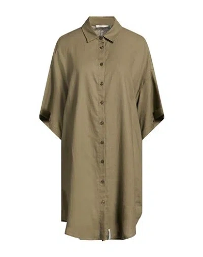 Hinnominate Woman Shirt Sage Green Size M Linen, Viscose In Gold