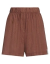 Hinnominate Woman Shorts & Bermuda Shorts Brown Size S Linen, Viscose