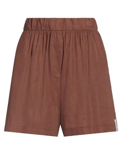 Hinnominate Woman Shorts & Bermuda Shorts Brown Size S Linen, Viscose In Brown