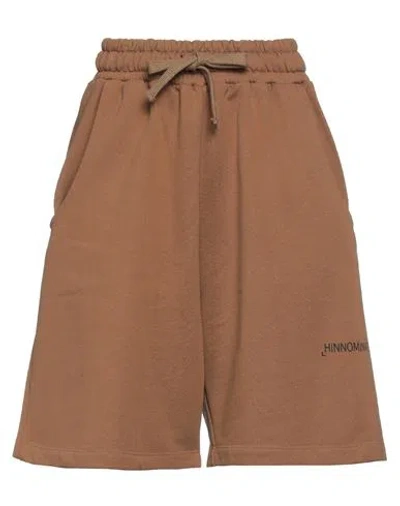 Hinnominate Woman Shorts & Bermuda Shorts Camel Size M Cotton In Brown