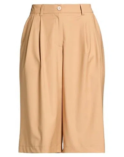 Hinnominate Woman Shorts & Bermuda Shorts Sand Size M Polyester, Viscose, Elastane In Brown