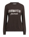 Hinnominate Woman Sweater Chocolate Brown Size Xl Polyamide, Wool, Viscose, Cashmere In Brown