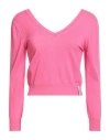 Hinnominate Woman Sweater Fuchsia Size L Viscose, Polyamide In Pink