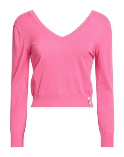 Hinnominate Woman Sweater Fuchsia Size L Viscose, Polyamide In Pink