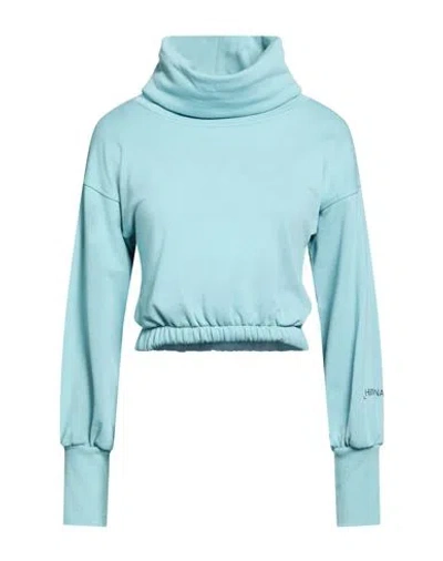 Hinnominate Woman Sweatshirt Azure Size L Cotton In Blue