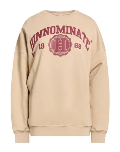Hinnominate Woman Sweatshirt Beige Size M Cotton, Polyester In Multi