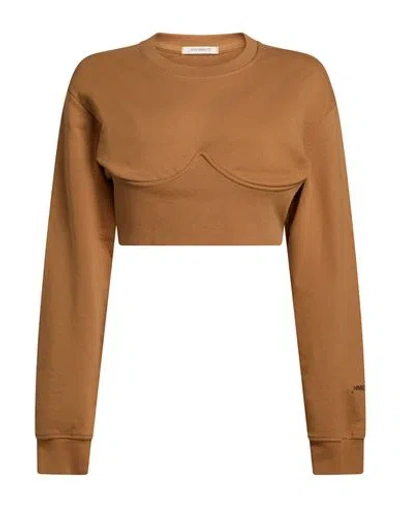 Hinnominate Woman Sweatshirt Camel Size M Cotton In Brown