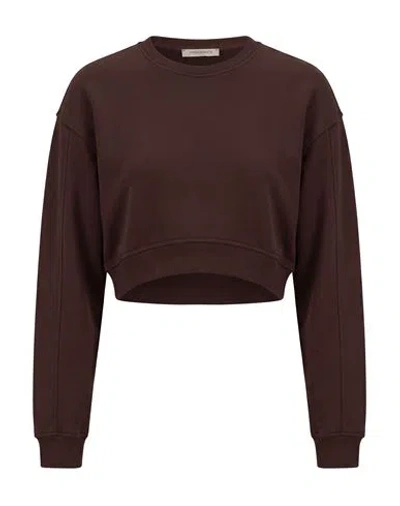 Hinnominate Woman Sweatshirt Chocolate Brown Size M Cotton, Polyester