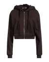 Hinnominate Woman Sweatshirt Dark Brown Size M Cotton, Elastane