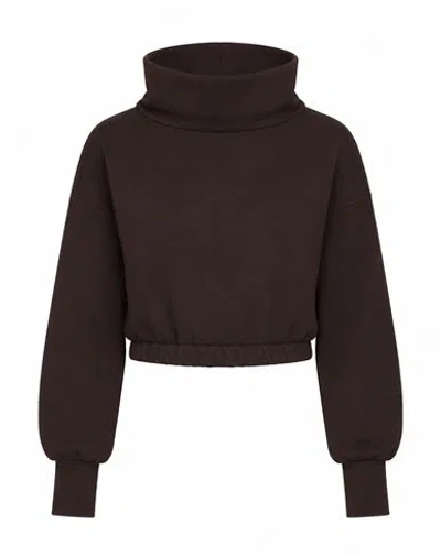 Hinnominate Woman Sweatshirt Dark Brown Size Xxs Cotton