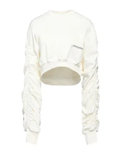Hinnominate Woman Sweatshirt Ivory Size L Cotton, Elastane In White