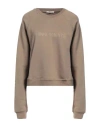 Hinnominate Woman Sweatshirt Khaki Size M Cotton In Beige