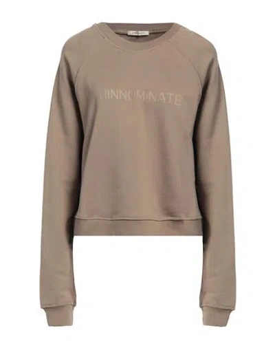 Hinnominate Woman Sweatshirt Khaki Size M Cotton In Beige