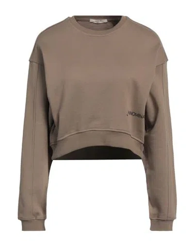 Hinnominate Woman Sweatshirt Khaki Size M Cotton, Elastane In Beige