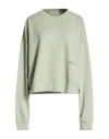Hinnominate Woman Sweatshirt Light Green Size L Polyester, Modal, Elastane