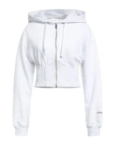 Hinnominate Woman Sweatshirt Light Grey Size S Cotton, Elastane In White