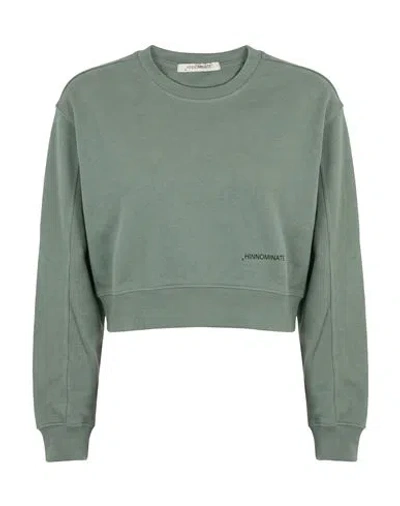 Hinnominate Woman Sweatshirt Military Green Size S Cotton, Polyester In Animal Print
