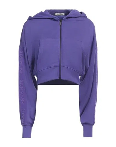 Hinnominate Woman Sweatshirt Purple Size M Modal, Polyester, Elastane