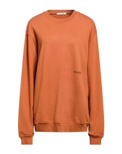 Hinnominate Woman Sweatshirt Rust Size L Cotton, Elastane In Orange