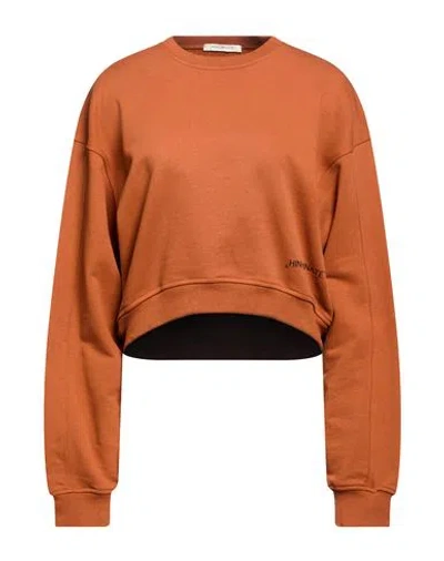 Hinnominate Woman Sweatshirt Rust Size L Cotton, Elastane In Red
