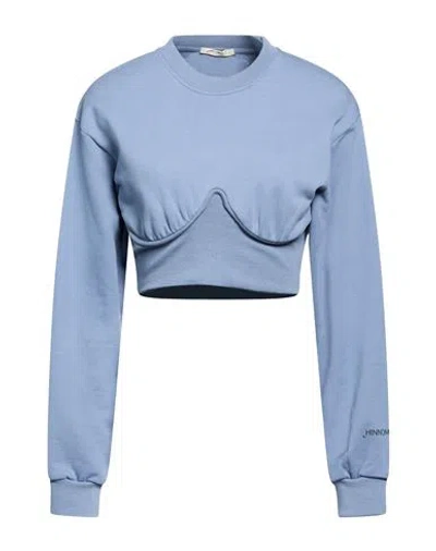 Hinnominate Woman Sweatshirt Slate Blue Size S Cotton, Elastane