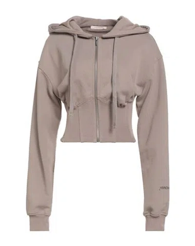 Hinnominate Woman Sweatshirt Taupe Size M Cotton, Elastane In Gray