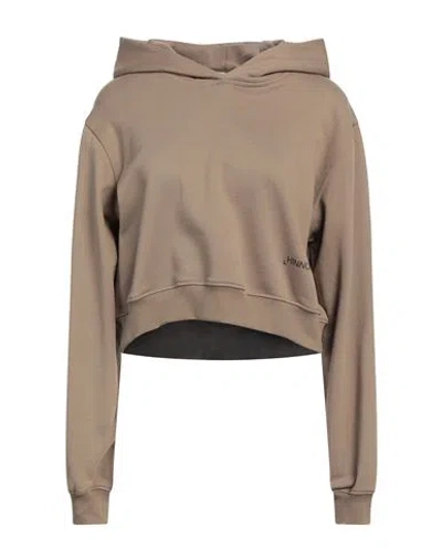 Hinnominate Woman Sweatshirt Taupe Size M Cotton, Elastane In Grey