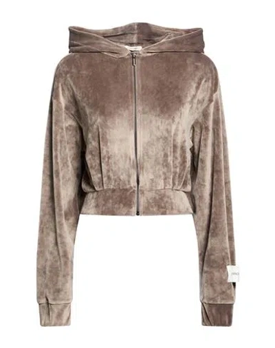 Hinnominate Woman Sweatshirt Taupe Size M Polyester, Elastane In Brown
