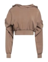 Hinnominate Woman Sweatshirt Taupe Size S Modal, Polyester, Elastane In Grey
