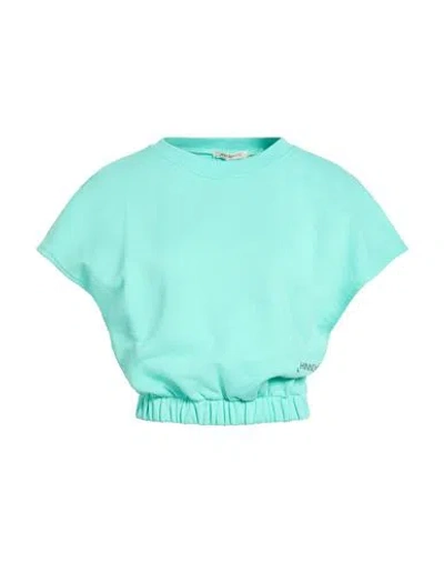 Hinnominate Woman Sweatshirt Turquoise Size M Cotton, Elastane In Blue