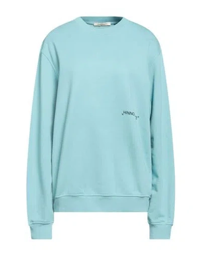 Hinnominate Woman Sweatshirt Turquoise Size S Cotton, Elastane In Blue