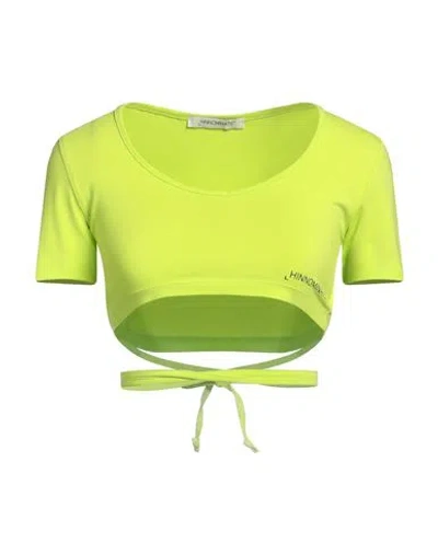 Hinnominate Woman T-shirt Acid Green Size L Cotton, Elastane