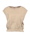 Hinnominate Woman T-shirt Beige Size M Cotton