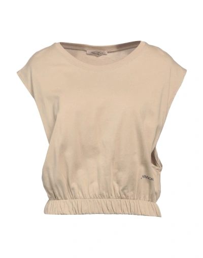 Hinnominate Woman T-shirt Beige Size M Cotton In Beige