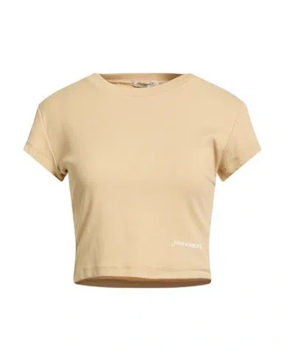 Hinnominate Woman T-shirt Beige Size M Cotton, Elastane In Multi