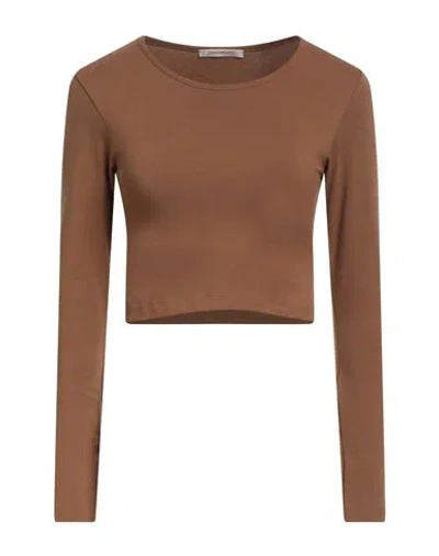 Hinnominate Woman T-shirt Brown Size L Cotton