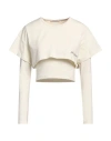 Hinnominate Woman T-shirt Cream Size M Cotton, Elastane In White