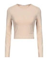 Hinnominate Woman T-shirt Light Brown Size M Cotton, Elastane In Beige
