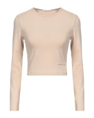 Hinnominate Woman T-shirt Light Brown Size M Cotton, Elastane In Beige